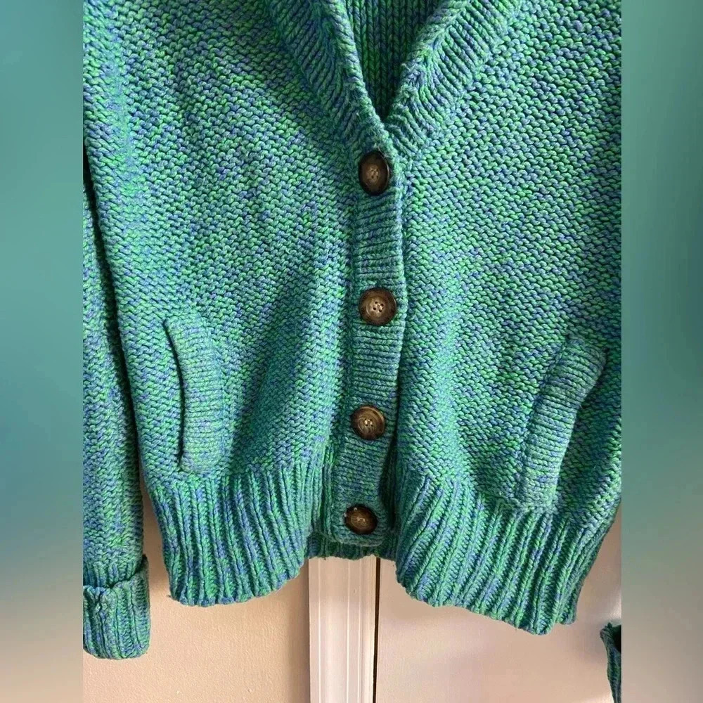 American Eagle sweater cardigan academia purple/green button front Large - Picture 2 of 7